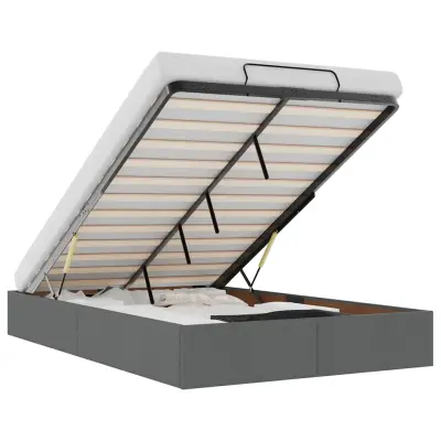 Otomanski Posteljni okvir - Dvoposteljna postelja - Zakonska postelja brez vzmetnice siv 120x190 cm blago-J516