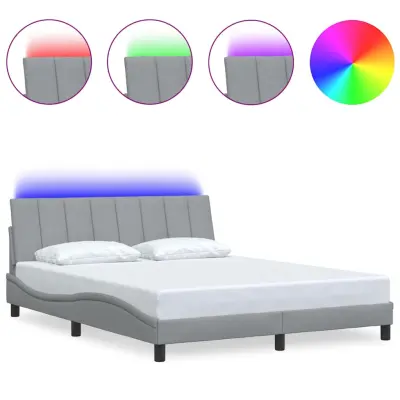 Posteljni okvir - Dvoposteljna postelja - Zakonska postelja brez vzmetnice svetlo siv 160x200 cm blago-J4107