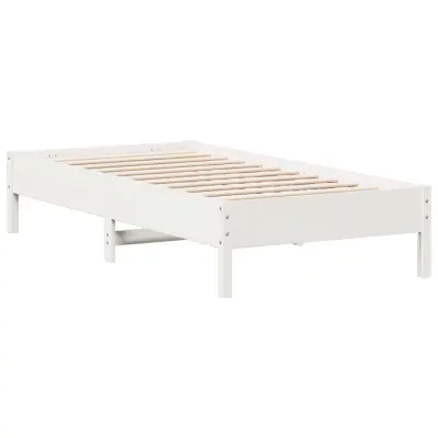 Posteljni okvir - Enojna postelja - Postelja za odrasle brez vzmetnice bel 90x190 cm trdna borovina-J6973