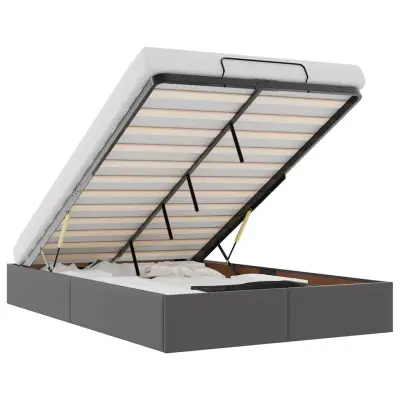 Otomanski Posteljni okvir - Dvoposteljna postelja - Zakonska postelja brez vzmetnice siv 120x200 cm-J519