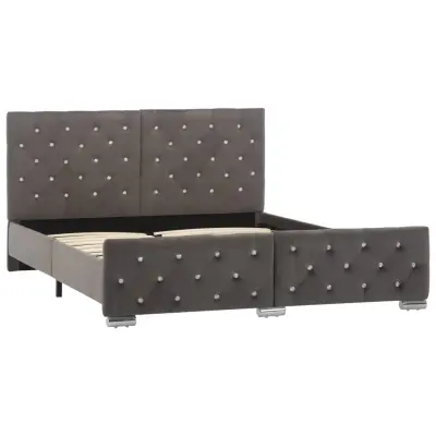 Posteljni okvir - Dvoposteljna postelja - Zakonska postelja siv žamet 140x200 cm-J15116