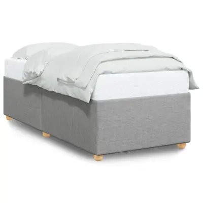 Posteljni okvir - Enojna postelja - Postelja za odrasle brez vzmetnice svetlo siv 100x200 cm blago-J7474