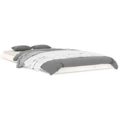 Posteljni okvir - Enojna postelja - Postelja za odrasle bel 100x200 cm trdna borovina-J6201