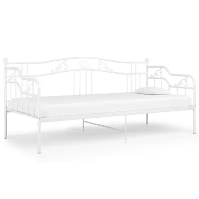 Posteljni okvir - Enojna postelja - Postelja za odrasle bel kovinski 90x200 cm-J6389