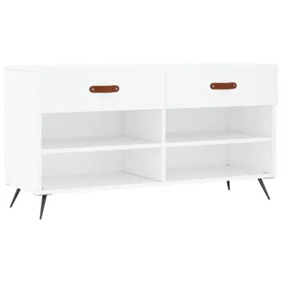 Klop za čevlje - Sedež za čevlje bela 102x35x55 cm inženirski les