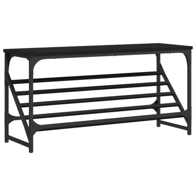 Regal za čevlje - Polica za čevlje črn 90x30x45 cm inženirski les