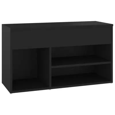Klop za čevlje - Sedež za čevlje črna 80x30x45 cm iverna plošča