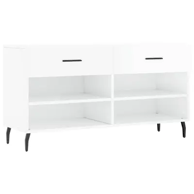 Regal za čevlje - Polica za čevlje visok sijaj bel 102x35x55 cm inženirski les