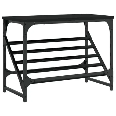 Regal za čevlje - Polica za čevlje črn 60x30x45 cm inženirski les