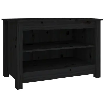 Klop za čevlje - Sedež za čevlje črna 70x38x45,5 cm trdna borovina