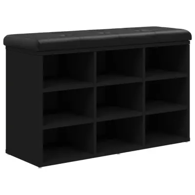 Klop za čevlje - Sedež za čevlje črna 82x32x50 cm inženirski les
