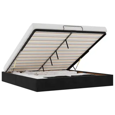 Otomanski Posteljni okvir - Dvoposteljna postelja - Zakonska postelja brez vzmetnice Črna 160x200 cm Velvet-J471