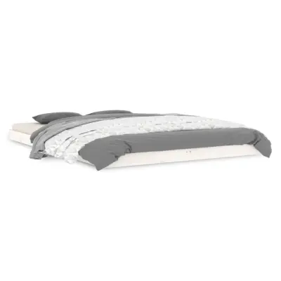 Posteljni okvir - Dvoposteljna postelja - Zakonska postelja bel 140x200 cm trdna borovina-J9913