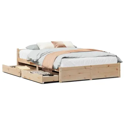 Posteljni okvir - Dvoposteljna postelja - Zakonska postelja brez vzmetnice 150x200 cm trdna borovina-J10992