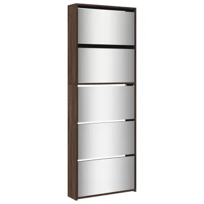 Omarica za obutev - Kopa za čevlje z ogledalom 5-nadstropna hrast 63x17x169,5 cm
