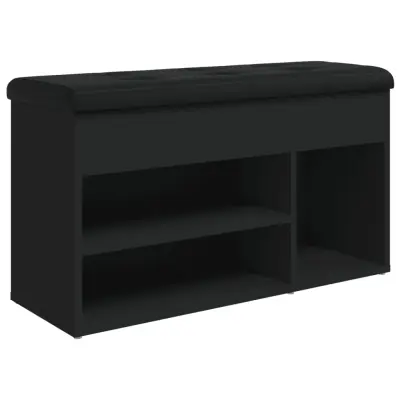 Klop za čevlje - Sedež za čevlje črna 82x32x45,5 cm inženirski les