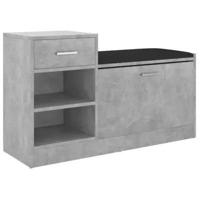 Klop za čevlje - Sedež za čevlje betonsko siva 94,5x31x57 cm inženirski les