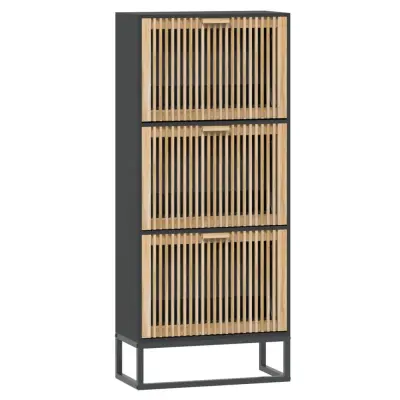 Omarica za obutev - Kopa za čevlje črna 52x25x120 cm inženirski les