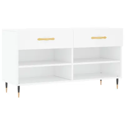 Klop za čevlje - Sedež za čevlje bela 102x35x55 cm inženirski les