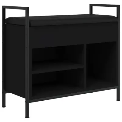 Klop za čevlje - Sedež za čevlje črna 65,5x32x57,5 cm inženirski les