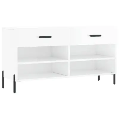 Regal za čevlje - Polica za čevlje visok sijaj bel 102x35x55 cm inženirski les