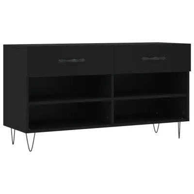 Klop za čevlje - Sedež za čevlje črna 102x35x55 cm inženirski les