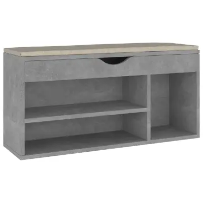 Klop za čevlje - Sedež za čevlje z blazino betonsko siva 104x30x49 cm inžen. les