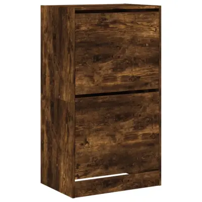 Omarice za obutev - Kopa za čevlje z 2 predaloma dimljeni hrast 60x42x108 cm