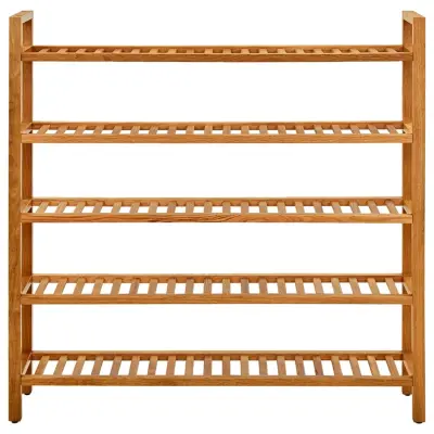Stojalo za čevlje - Stojalo za obutev s 5 policami 100x27x100 cm trdna hrastovina
