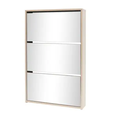Omarica za obutev - Kopa za čevlje 3 nadstropna z ogledalom hrast 63x17x102,5 cm