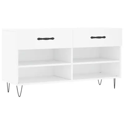 Klop za čevlje - Sedež za čevlje bela 102x35x55 cm inženirski les
