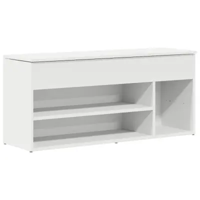 Klop za čevlje - Sedež za čevlje bela 102x30,5x45 cm inženirski les
