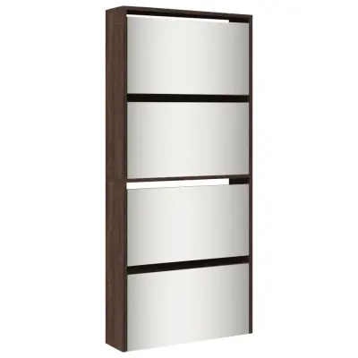 Omarica za obutev - Kopa za čevlje z ogledalom 4-nadstropna hrast 63x17x134 cm