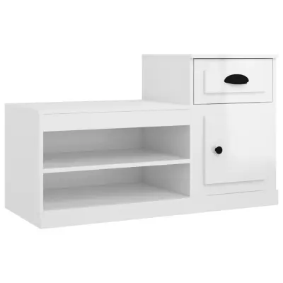 Omarice za obutev - Kopa za čevlje visok sijaj bela 100x42x60 cm inženirski les