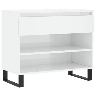 Omarice za obutev - Kopa za čevlje visok sijaj bela 70x36x60 cm inženirski les