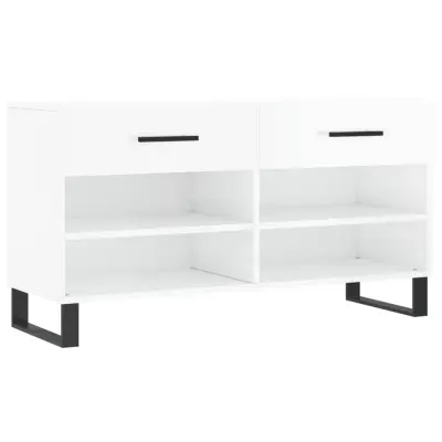 Regal za čevlje - Polica za čevlje visok sijaj bel 102x35x55 cm inženirski les