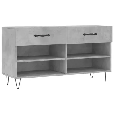 Regal za čevlje - Polica za čevlje betonsko siv 102x35x55 cm inženirski les