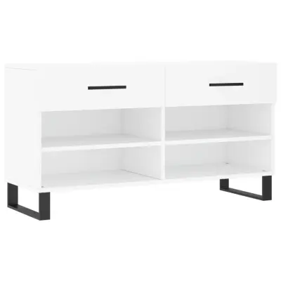 Klop za čevlje - Sedež za čevlje bela 102x35x55 cm inženirski les
