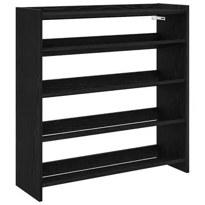 Regal za čevlje - Polica za čevlje črn 80x25x81 cm inženirski les