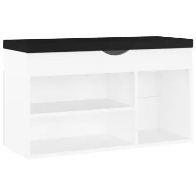 Klop za čevlje - Sedež za čevlje z blazino bela 80x30x47 cm inženirski les