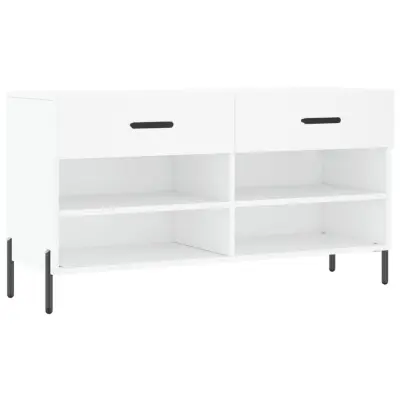 Klop za čevlje - Sedež za čevlje bela 102x35x55 cm inženirski les