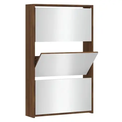 Omarica za obutev - Kopa za čevlje z ogledalom 3-nadstropna hrast 63x17x102,5 cm