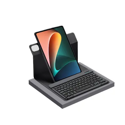 Vrtljivi ovitek z Bluetooth tipkovnico za Redmi Pad 10,6 palca - [poslovna črna + osvetljena tipkovnica]   Model 4