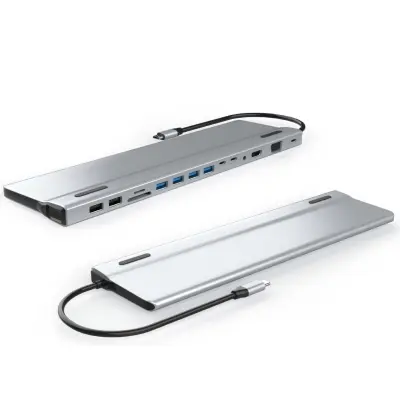 14-v-1 USB-C zvezdišče z več vrati s HDMI, VGA, Ethernet, čitalnikom kartic SD/TF