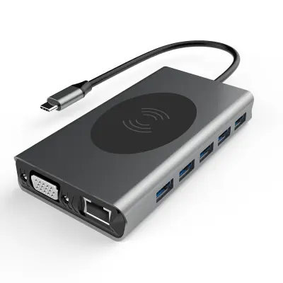 Večfunkcijski adapter tipa C 14-v-1 s priključki Ethernet, HDMI in VGA