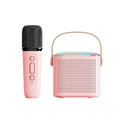 Domači karaoke Bluetooth zvočnik mikrofon Y1 - enojni mikrofon Pink
