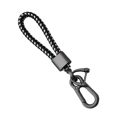 Pleteni obesek za ključe z biserom in zaključkom v barvi pištole Black&White