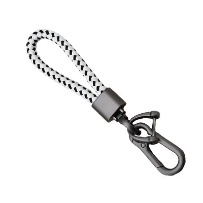 Pleteni obesek za ključe z biserom in zaključkom v barvi pištole Black&White