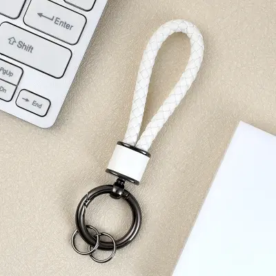 Pleteni obesek za ključe iz vrvi - eleganten obesek za ključe za avto White