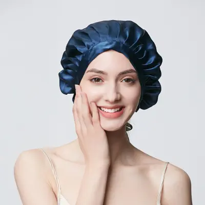 Svilena spalna kapa iz 100 % murve svile Blue